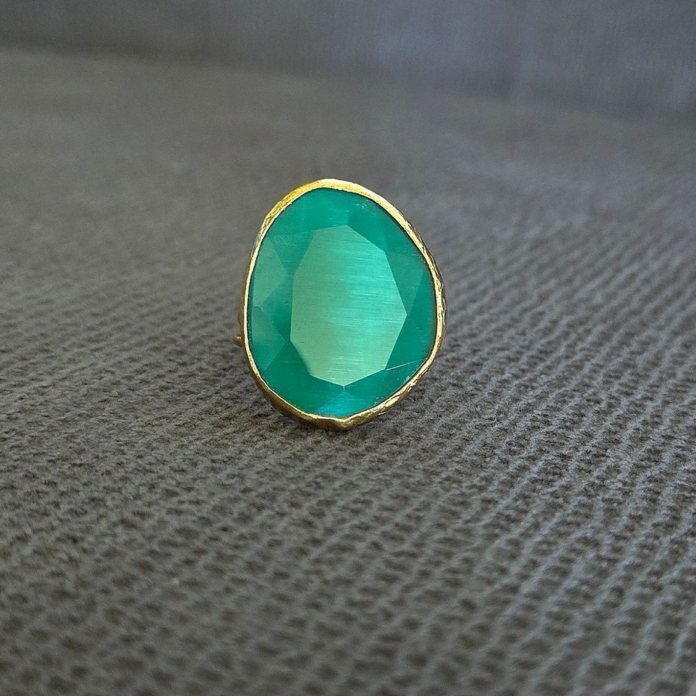 Zeyzey Faceted Green💚 Agate Statement Ring💍 - Picture 4 of 16
